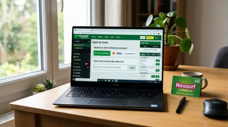 Interface de dépôt Neosurf sur la plateforme Winamax avec le champ de saisie du code à 10 chiffres